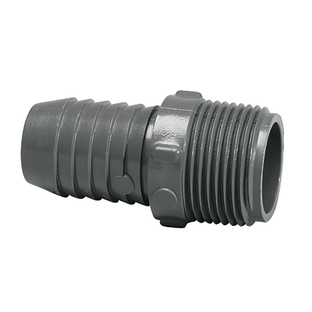 3/4 in. x 1/2 in. PVC MPT x Barb Poly Insert Male Adapter1436101RMC