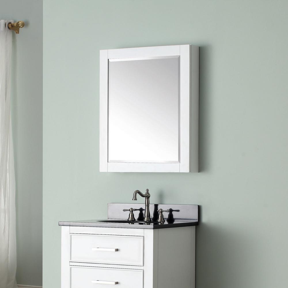 Avanity Transitional 24 In W X 30 In H Framed Rectangular Beveled Edge Bathroom Vanity Mirror In White 14000 Mc24 Wt The Home Depot