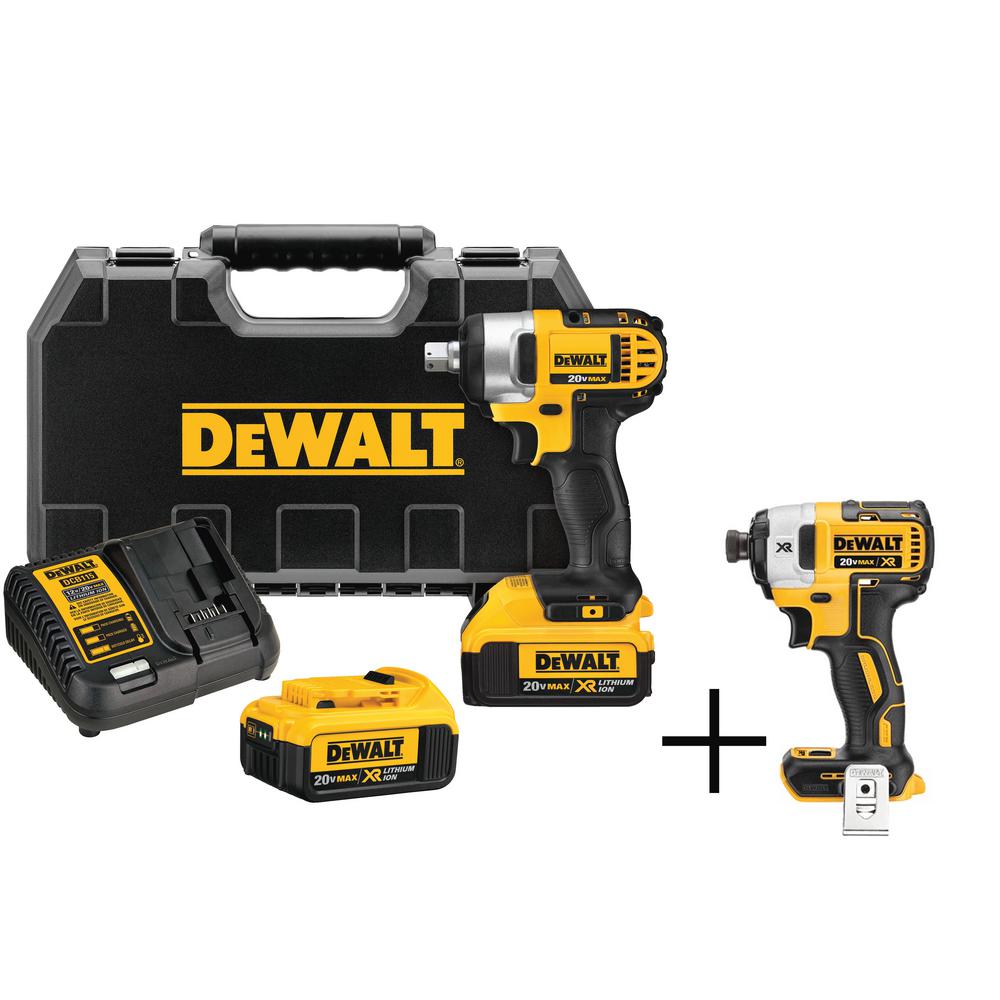 20V Li-Ion Cordless 1//2 Inch Impact Wrench Kit With 2 Batteries Charger And Case