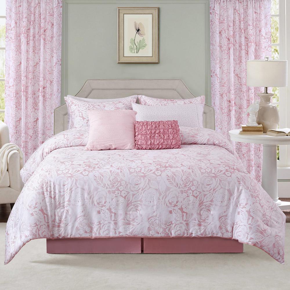 Sara B. Blushing Rose 3-Piece Twin Comforter Set SBCFBLUS1 - The Home Depot