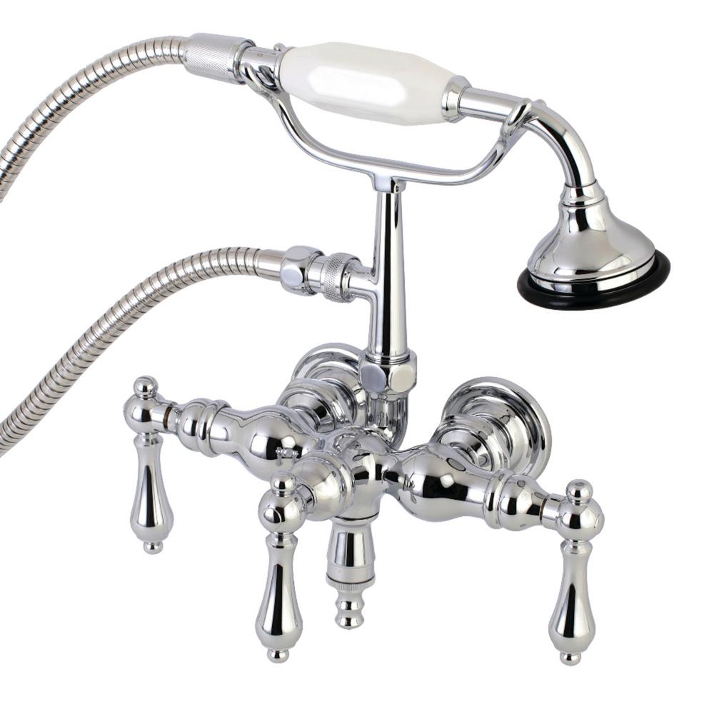 Kingston Brass Vintage 33/8 in. Center 3Handle Claw Foot Tub Faucet with Handshower in Chrome