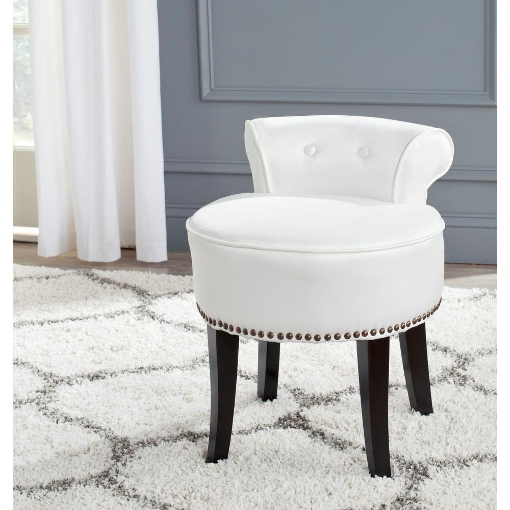 Safavieh Georgia White Poly-Cotton Vanity Stool-MCR4546T - The Home Depot