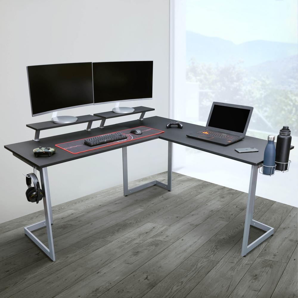 Techni Sport 59 In L Shaped Black Gray Computer Desk With