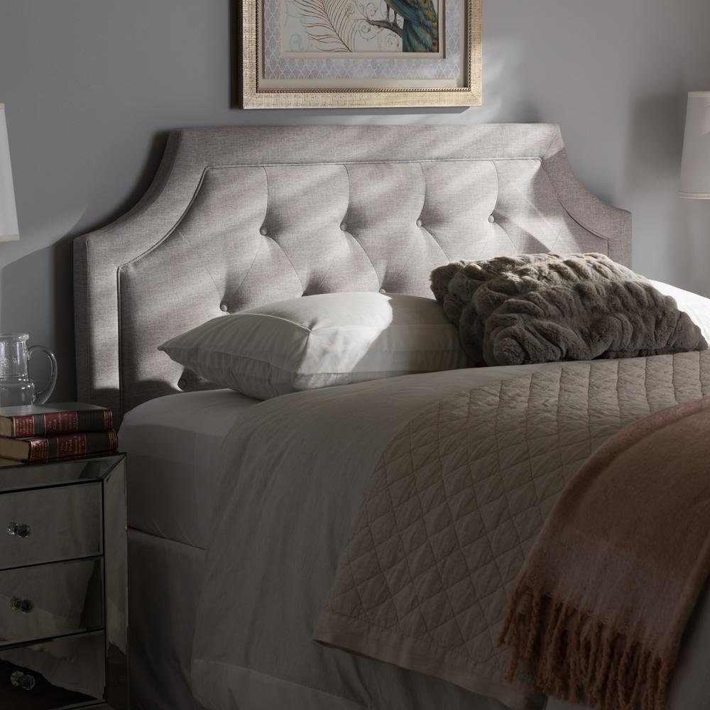 Baxton Studio Mars Greyish Beige Fabric Upholstered King Size Baxton Studio Mars Greyish Beige Fabric Upholstered King Size Headboard 28862 7262 Hd The Home Depot