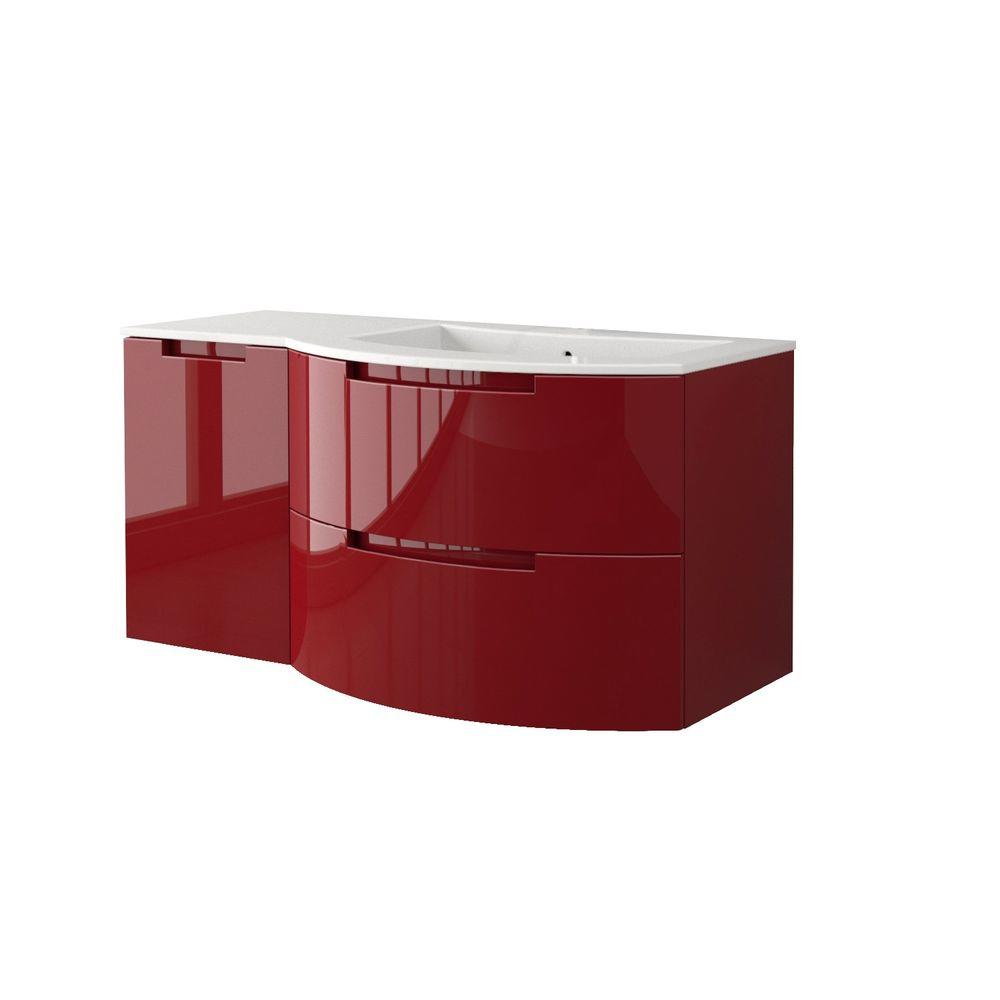 LaToscana Oasi 53 in. Bath Vanity in Glossy Red with ...