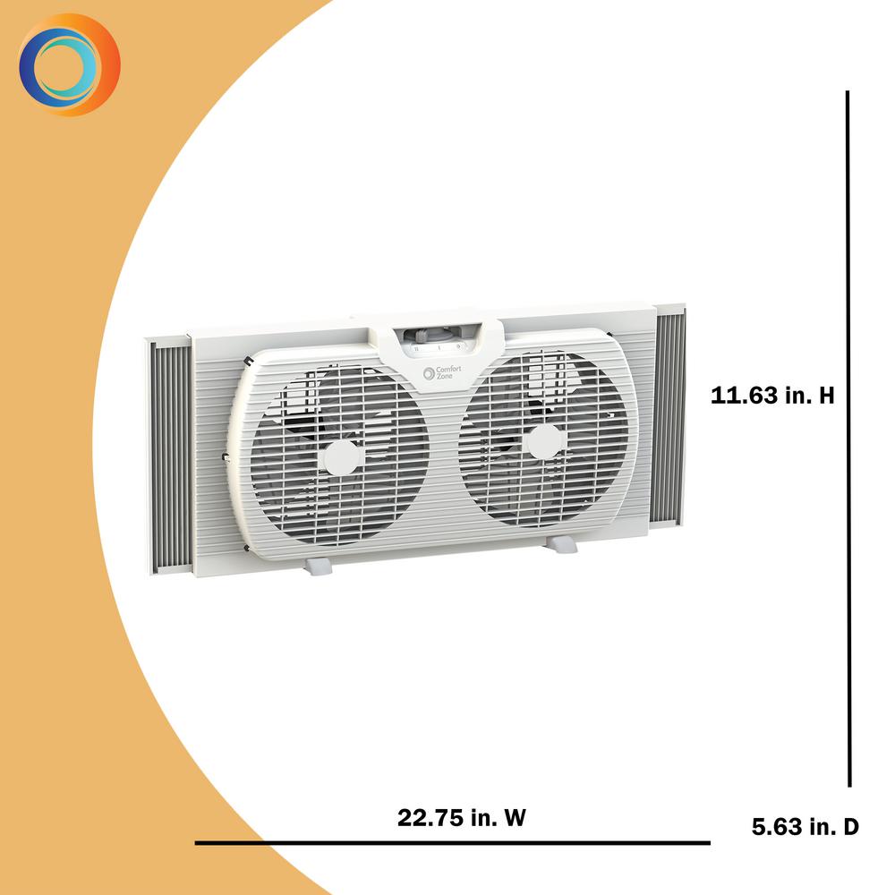 Comfort Zone 9 In Twin Window Fan With Reversible Airflow Control