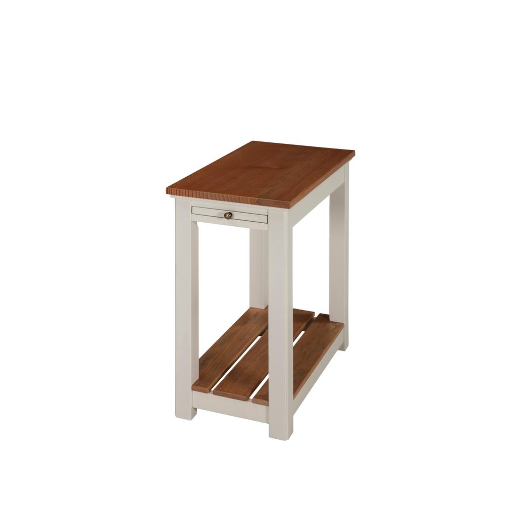 Alaterre Furniture Savannah Ivory Chairside End Table With Pull Out Alaterre Furniture Savannah Ivory Chairside End Table With Pull Out Shelf Natural Wood Top