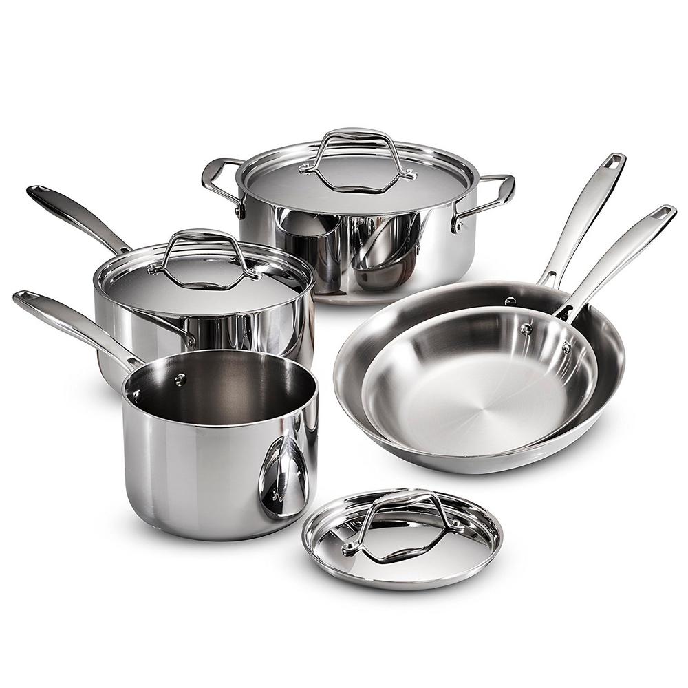 Tramontina Gourmet Tri-Ply Clad 8-Piece Stainless Steel Cookware Set with Lids by Tramontina