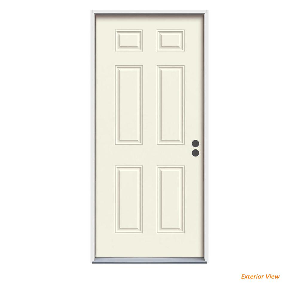 Jeld Wen 36 In X 80 In 6 Panel Primed Steel Prehung Left Hand Inswing Front Door