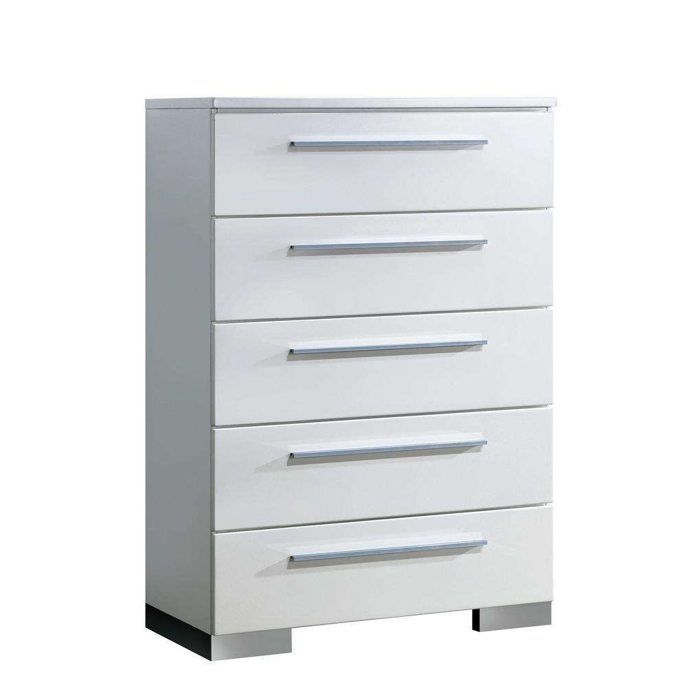 William S Home Furnishing Clementine Modern Style 5 Drawer Glossy