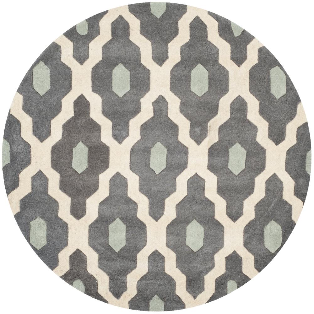 Safavieh Chatham Dark Grey/Ivory 5 ft. x 5 ft. Round Area RugCHT731D