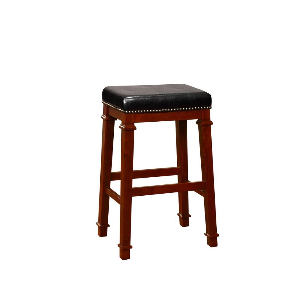 Linon Home Decor Kennedy 30 In Dark Cherry Cushioned Bar Stool Highlights