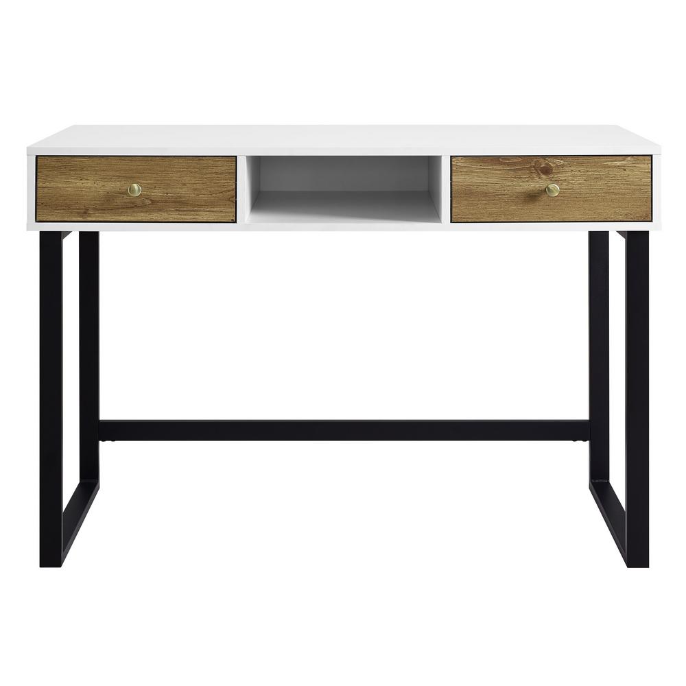 44 In White And Barnwood Modern 2 Tone Desk With Drawers White And Barnwood Modern 2 Tone Desk With Drawers