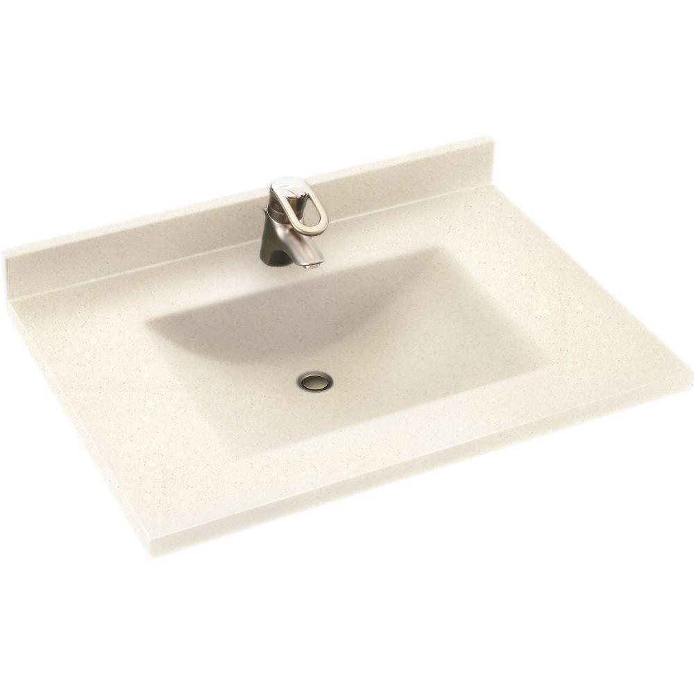 Swan Contour 31 In W X 22 In D Solid Surface Vanity Top With Sink In Pebble Cv2231 072 The Home Depot