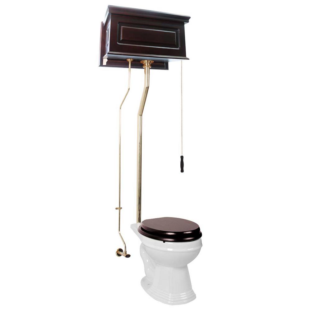 Renovators Supply Manufacturing Hardwick High Tank Single Flush 2 Piece 1 6 Gpf Round Bowl Toilet In White With Tank And Brass Pipes Seat Not Included 13029 The Home Depot