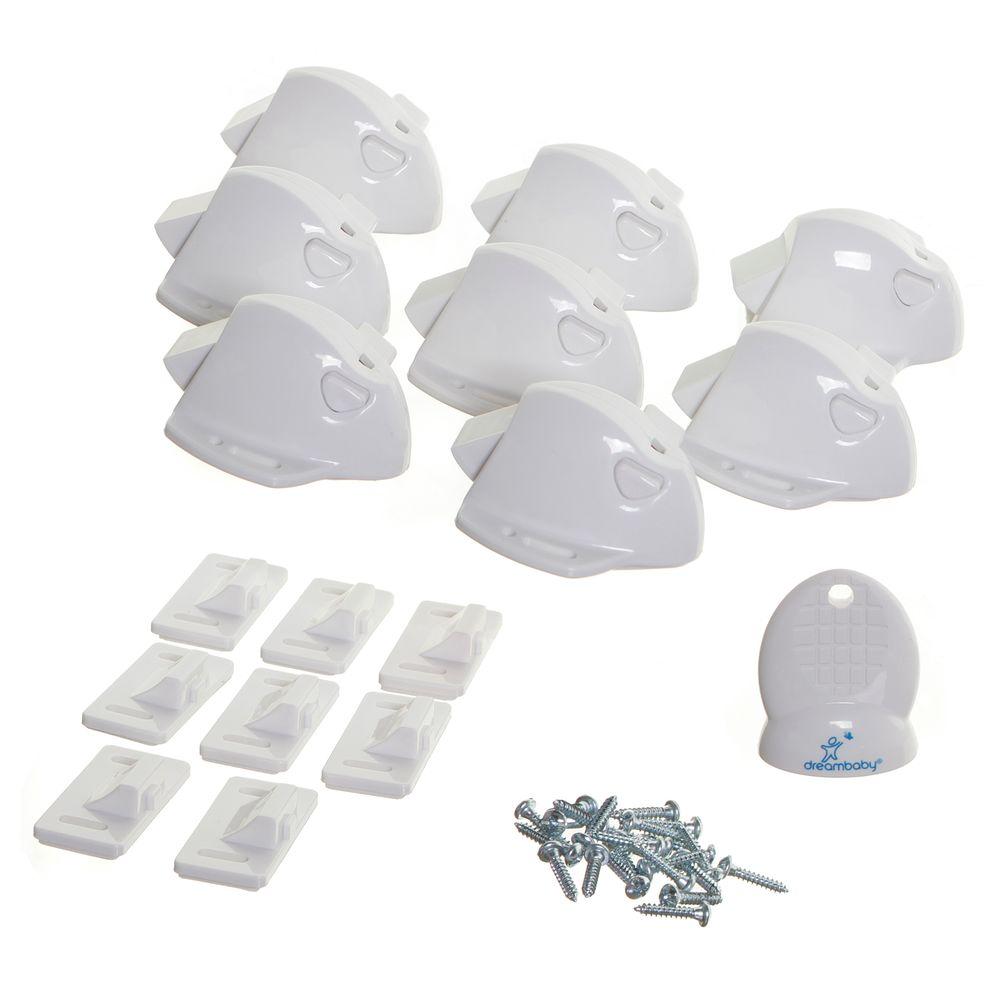Dreambaby White Mag Locks Adhesive Locks (8 Locks, 1 Key)L859