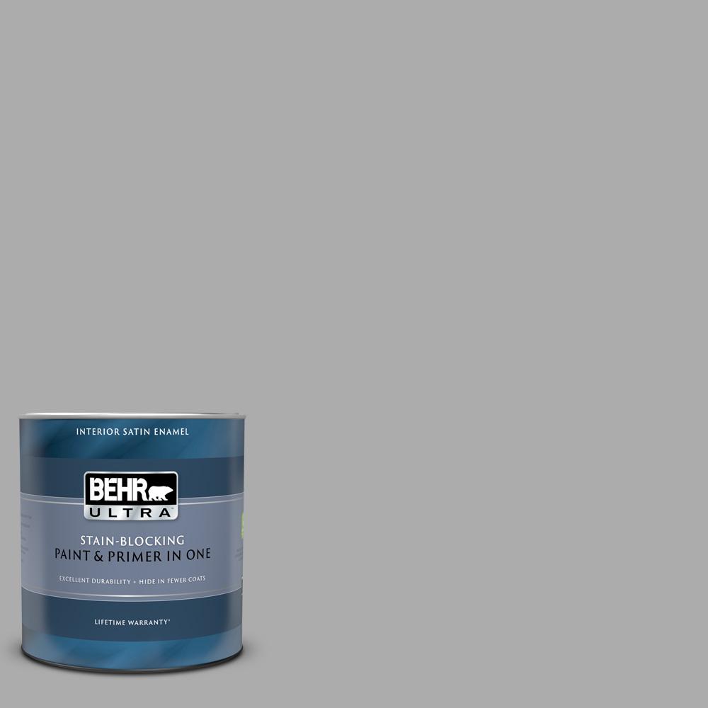 BEHR ULTRA 1 qt. N5203 Flannel Gray Satin Enamel Interior Paint and
