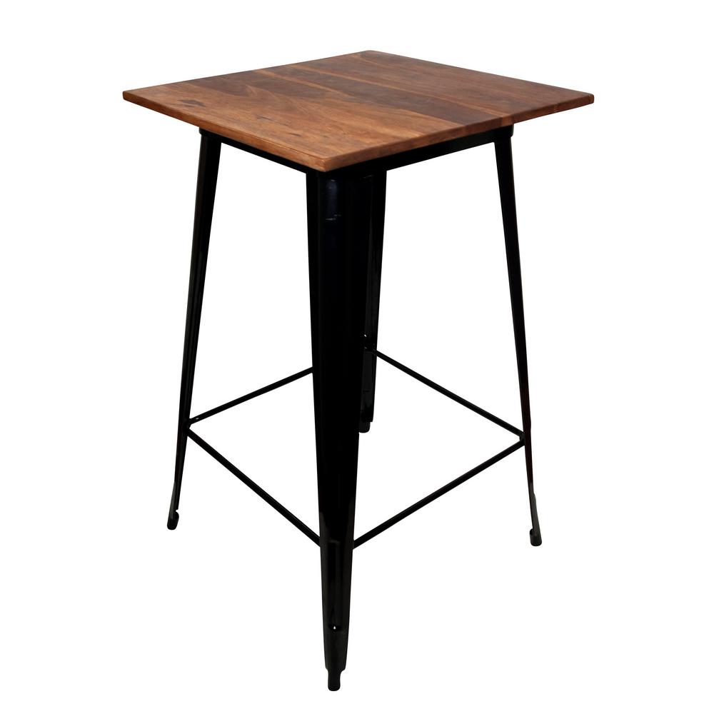 Amerihome Pub Height Black Table Set With Rosewood Top 5 Piece