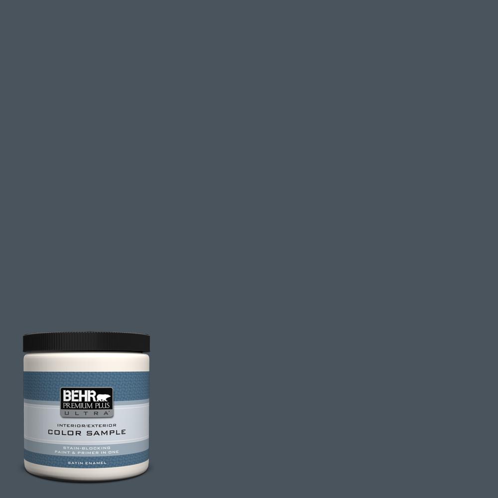 Behr Premium Plus Ultra 8 Oz N480 7 Midnight Blue Satin Enamel N480 7 Midnight Blue Satin Enamel Interior