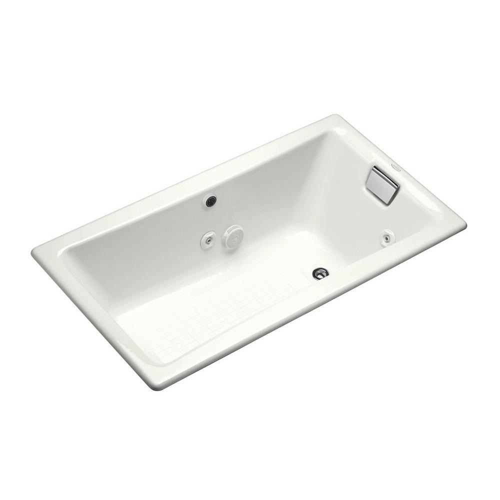 Kohler Tea For Two 5 Ft Whirlpool Tub With Reversible Drain In White K 852 H2 0 The Home Depot
