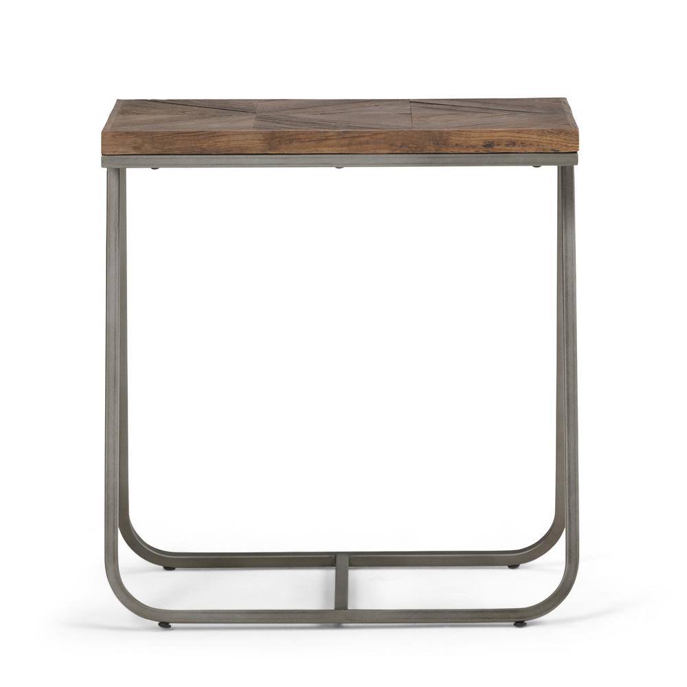 Simpli Home Hailey Distressed Java Brown Wood Inlay Narrow End Side