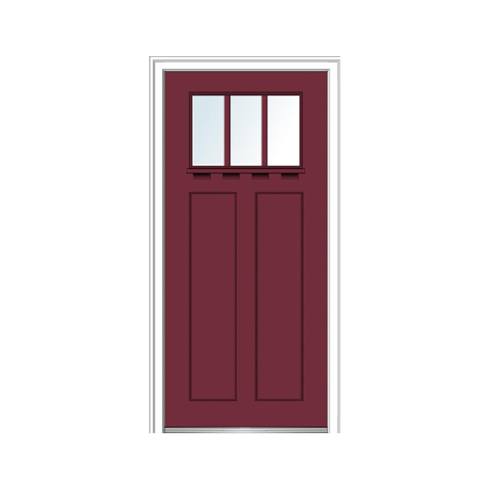 MMI Door 36 In. X 80 In. Clear LowE Glass 3 Lite Burgundy Shaker With ...