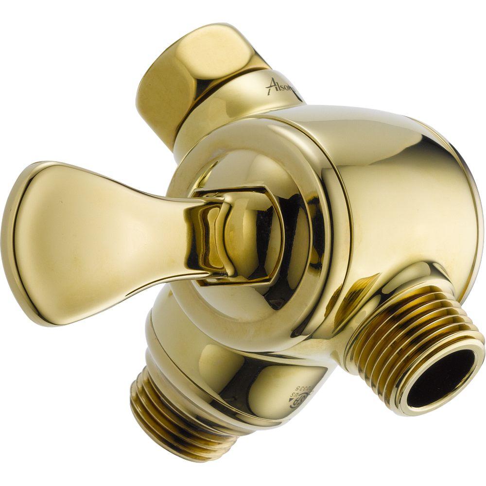 Delta Way Shower Arm Diverter With Hand Shower In Polished Brass