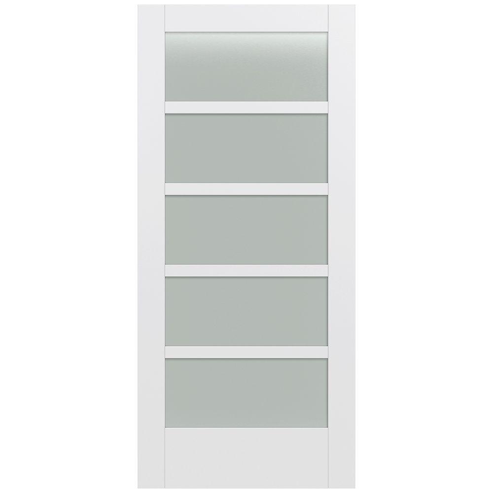 Jeld Wen 36 In X 80 In Moda Primed Pmt1055 Solid Core Wood Interior Door Slab W Translucent Glass