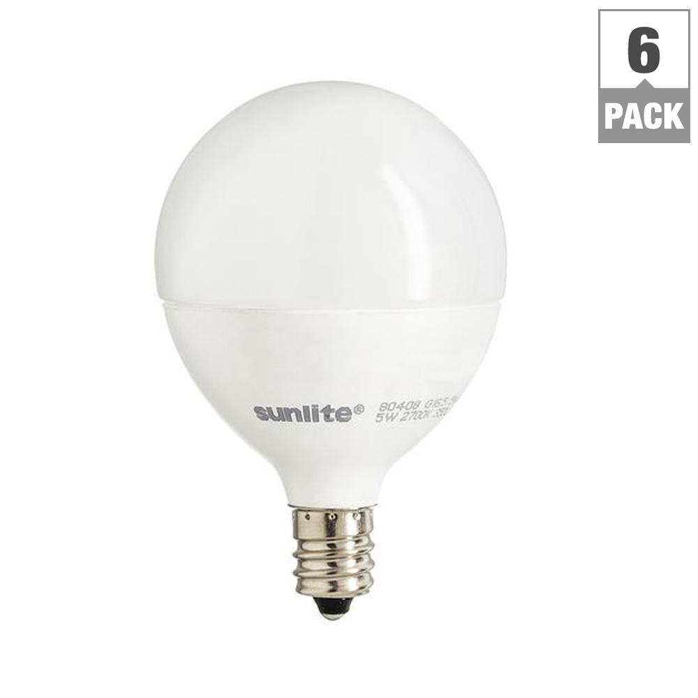 Sunlite 60-Watt Equivalent Frost Warm White G16.5 Dimmable LED Light ...