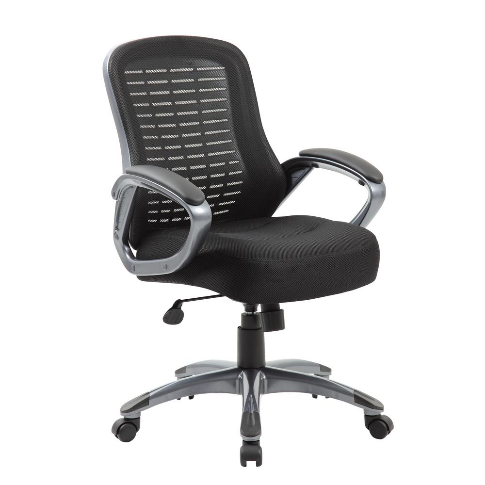 Boss Black Ribbed High Back Mesh Chair B6756 Bk The Home Depot Boss Black Ribbed High Back Mesh Chair