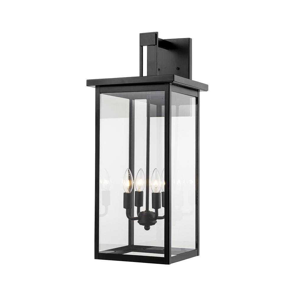 Millennium Lighting 27 in. 4-Light Powder Coat Black Outdoor Wall-Light Sconce with Clear Glass