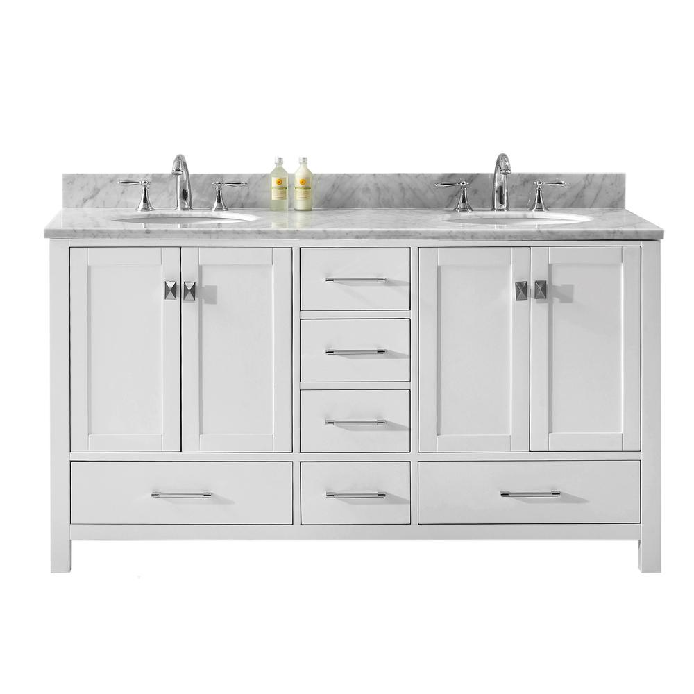 Double Sink Vanities With Tops Bathroom The Home Depot D Double Vanity In White With