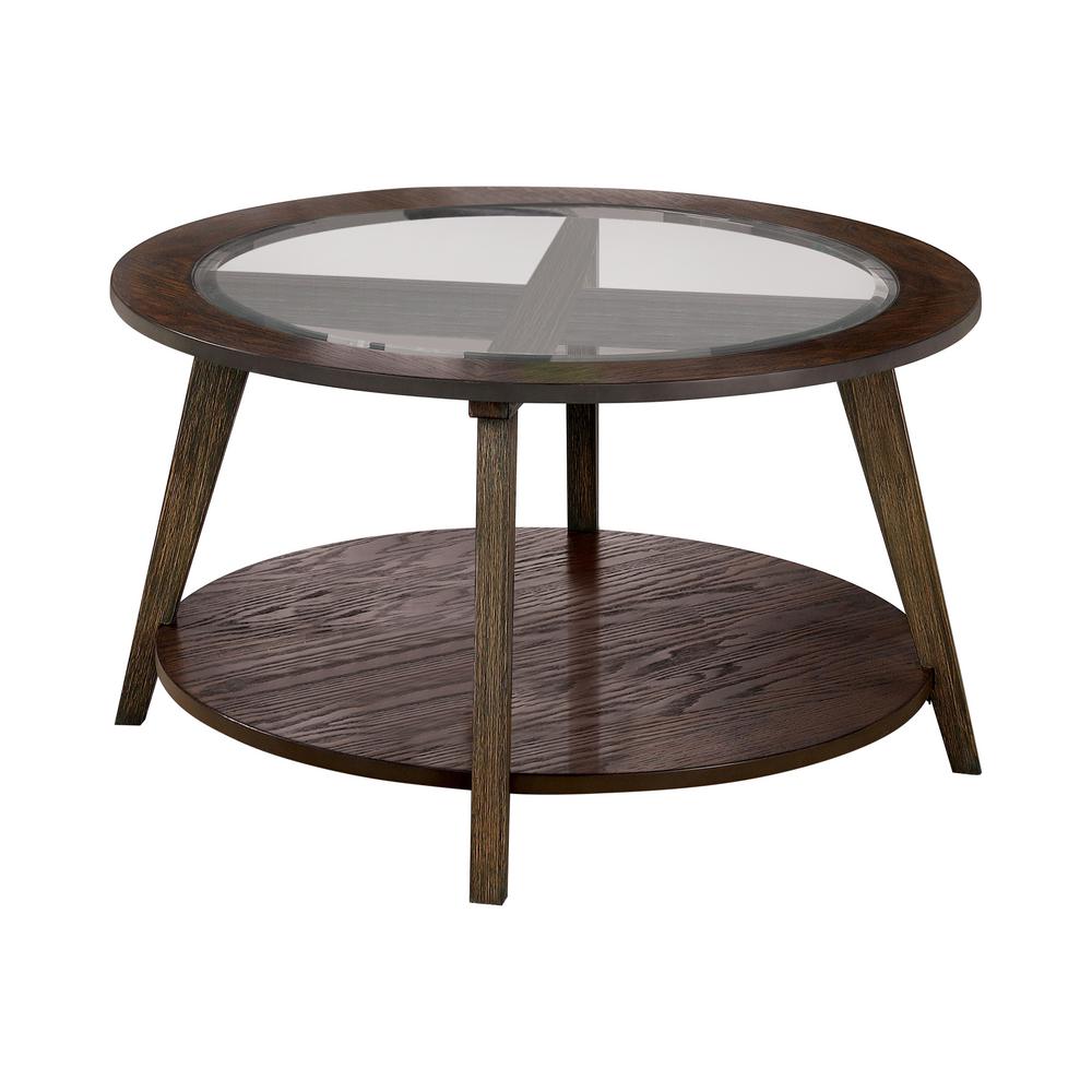 Furniture Of America Axton 32 In Dark Oak Clear Medium Round Glass Coffee Table With Shelf Idf 4345c The Home Depot - Dark Oak Round End Table Furniture Of America Axton 32 In Dark Oak Clear Medium Round Glass Coffee Table With Shelf Idf 4345c The Home Depot - Dark Oak Round End Table