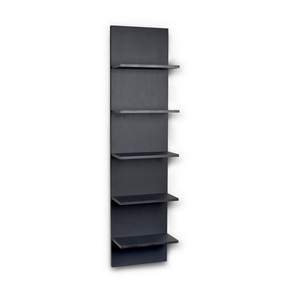 Shelf Boards 5 Tiers Fixed Mount Wall Mounted Shelves Black Grain Finish Mdf Wide Column Wall