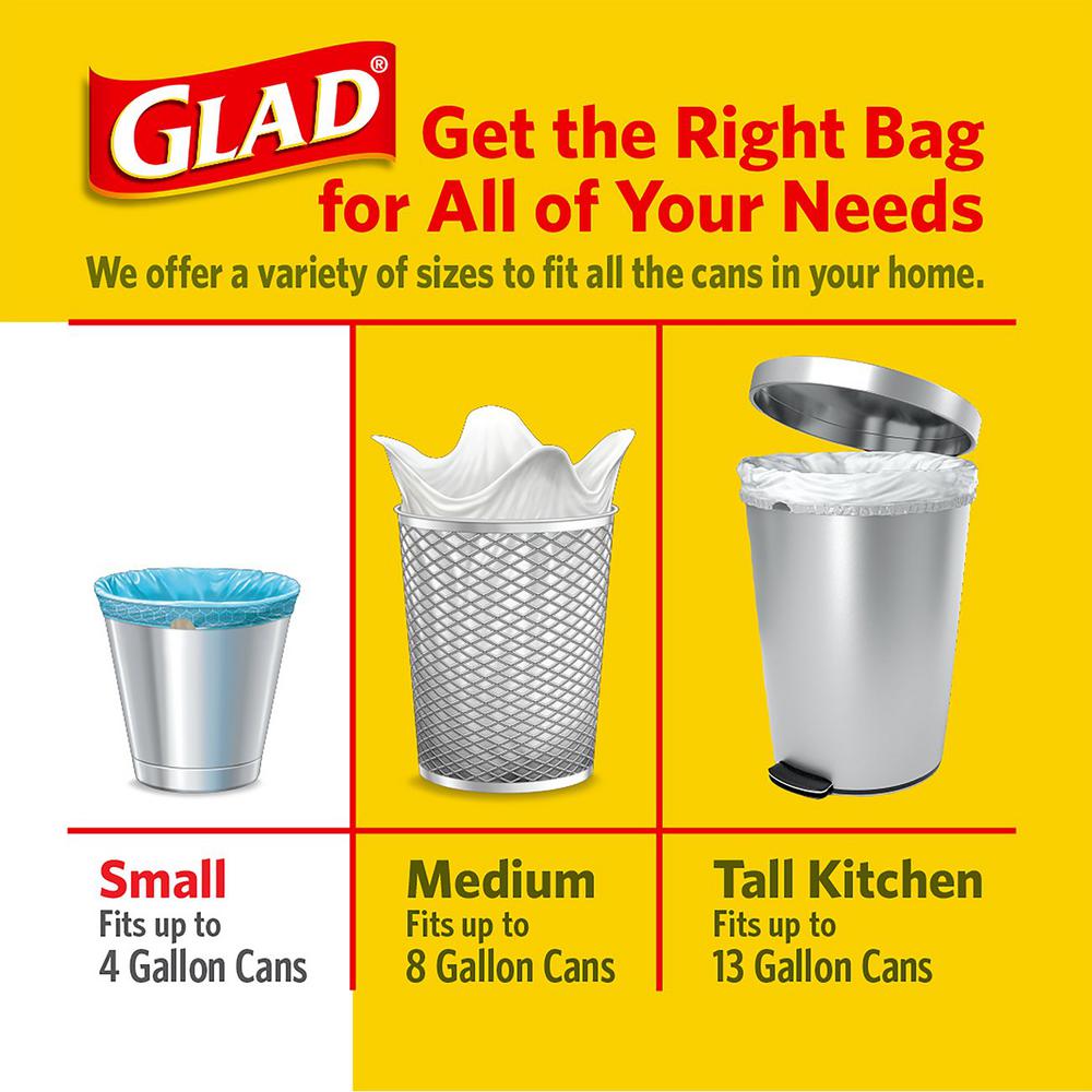 Glad Odor Shield 4 Gal Beachside Breeze Small Drawstring Trash Bags 34 Count