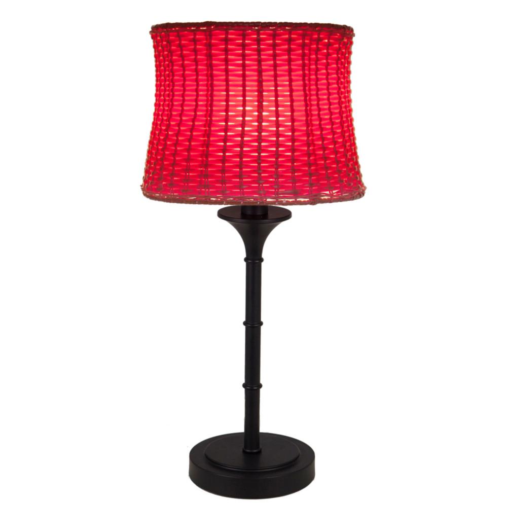 River Of Goods 25 In H Red Outdoor Indoor Table Lamp With Basketweave Shade