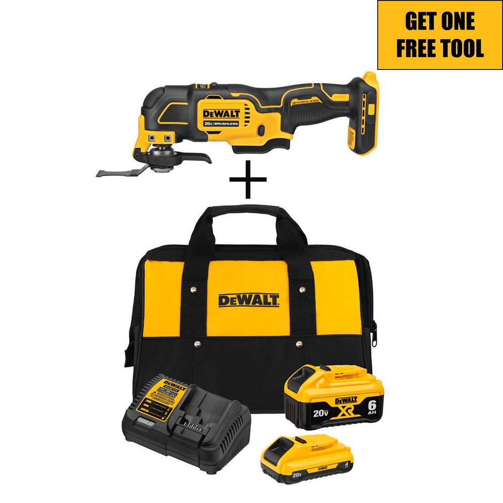 DEWALT 20-Volt MAX XR Starter Kit (1) 6.0Ah Battery & (1) 4.0Ah Battery with FREE ATOMIC 20-Volt Brushless Oscillating Tool