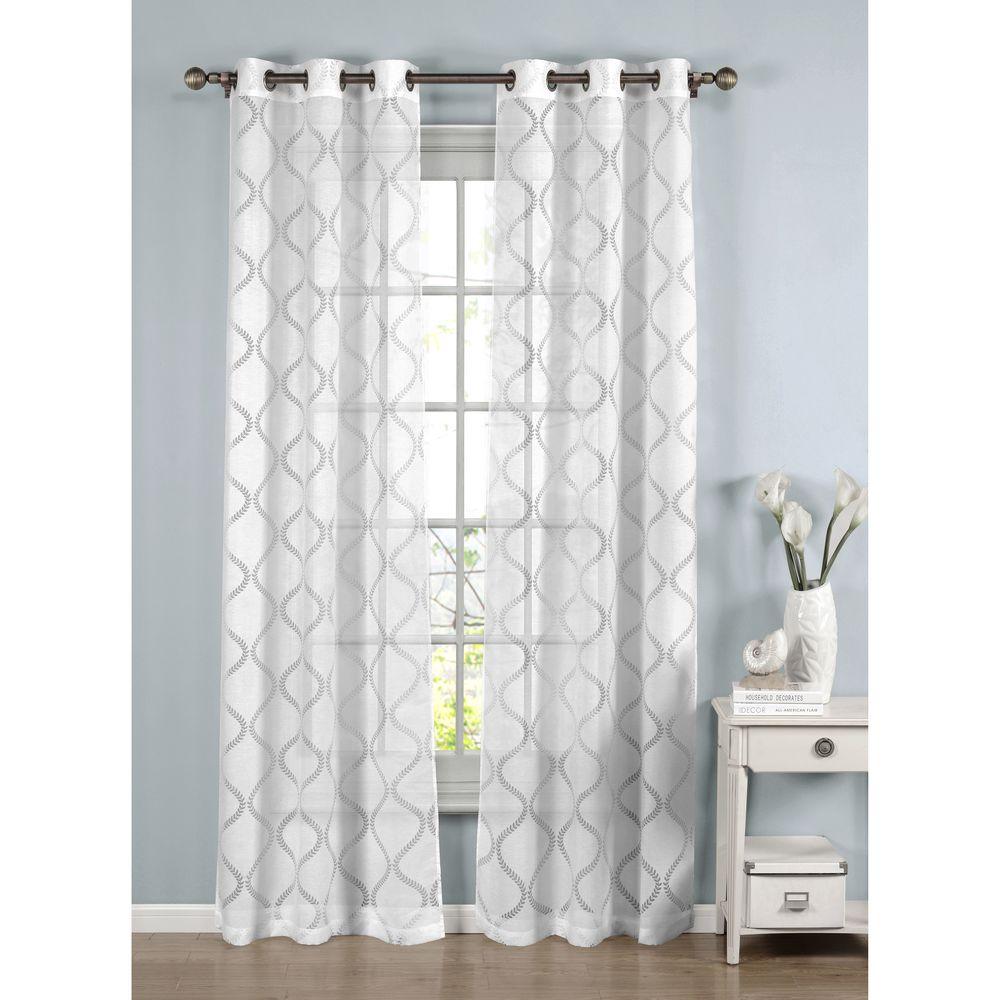 Window elements sheer lisse cotton blend burnout sheer 96 in l grommet curtain panel pair
