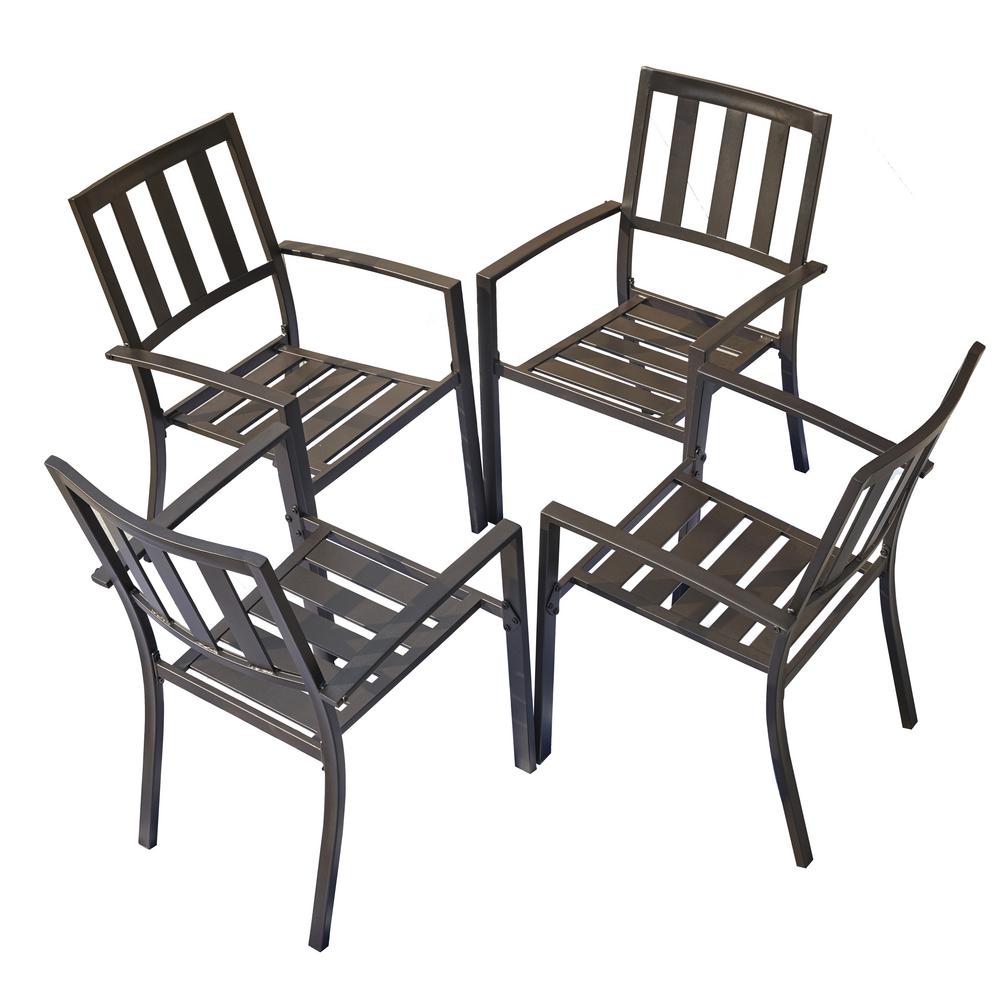 Arms Metal Stackable Outdoor Dining Chairs Patio Chairs The Home Depot
