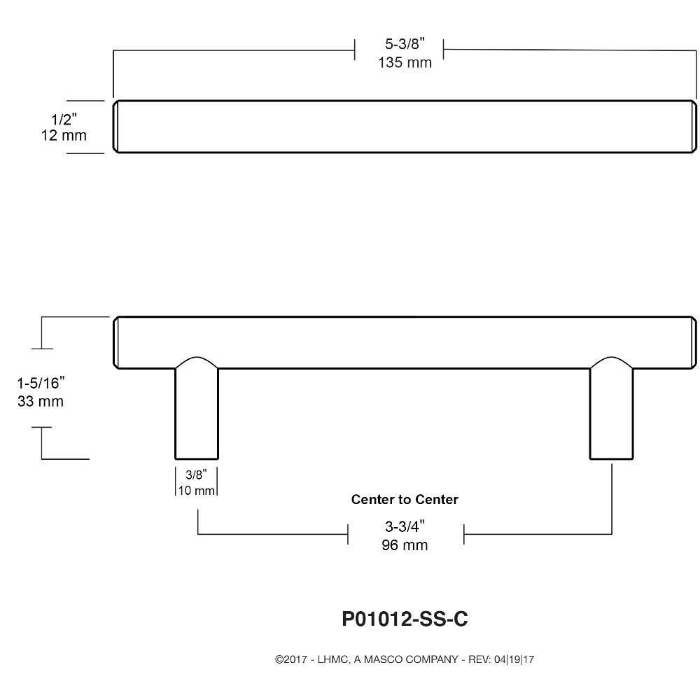 Liberty 3 34 In 96mm Center To Center Brushed Steel Bar Drawer Pull 10 Pack