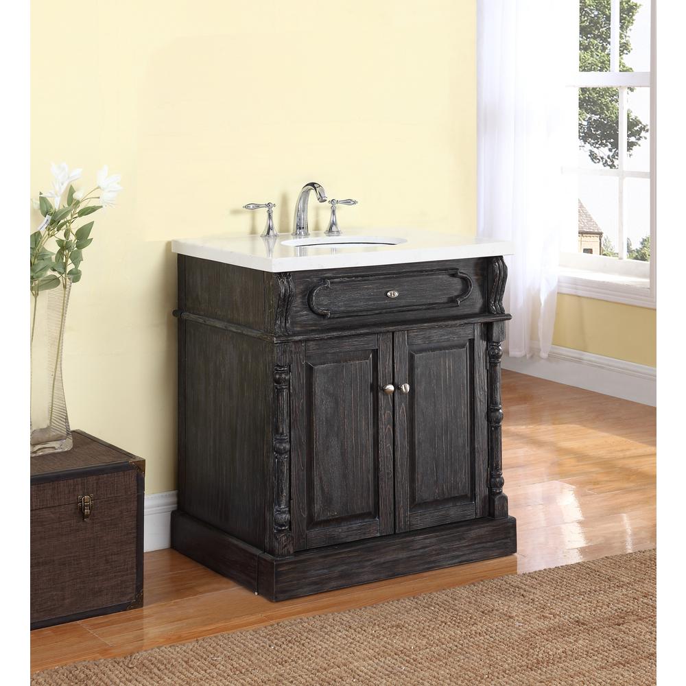 Crawford Burke Baymore 30 In W X 22 D Vanity Distressed Charcoal With Marble Top Gray And White Basin