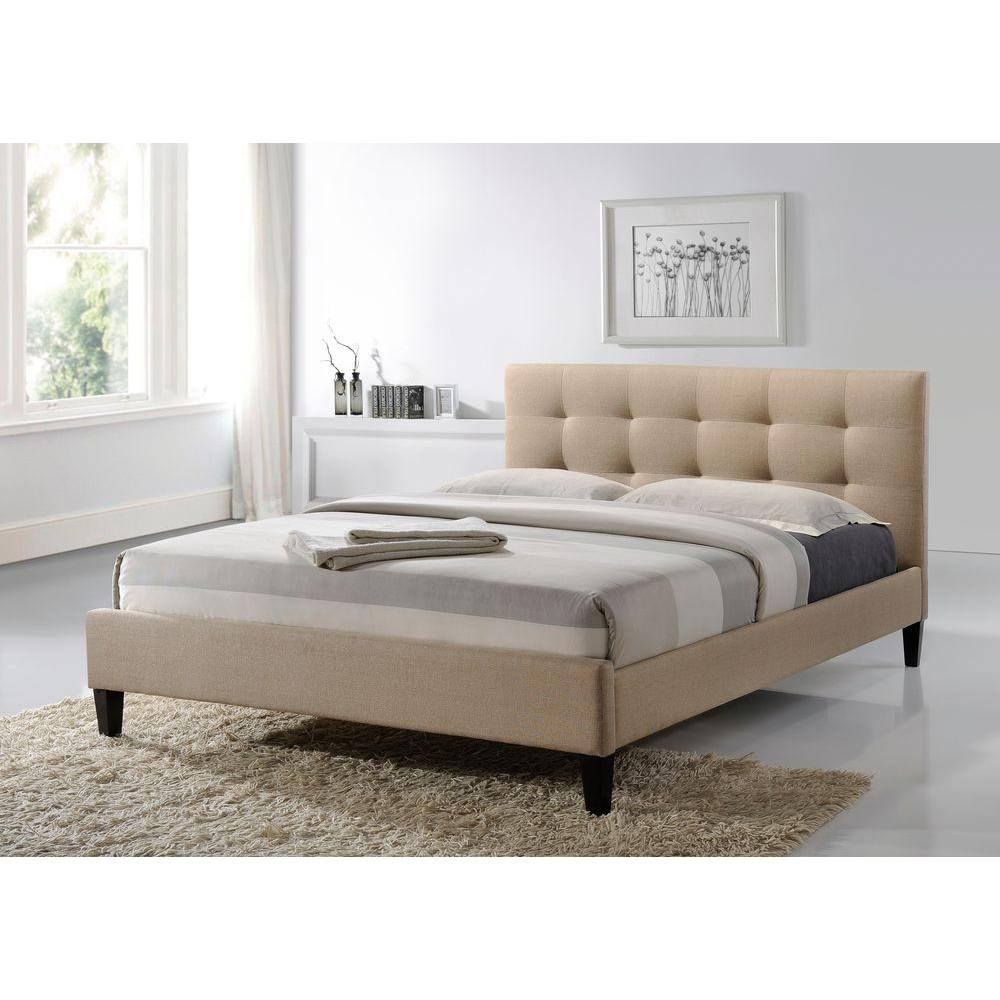 Altozzo Hermosa Beige Queen Upholstered Bed Alt Q6502 Bge The Home Altozzo Hermosa Beige Queen Upholstered Bed