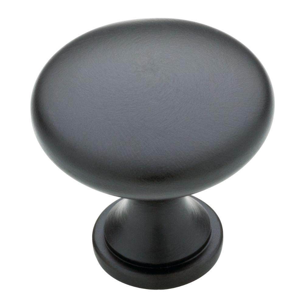 classic round 1-1/4 in. (32mm) matte black solid cabinet knob (10-pack)