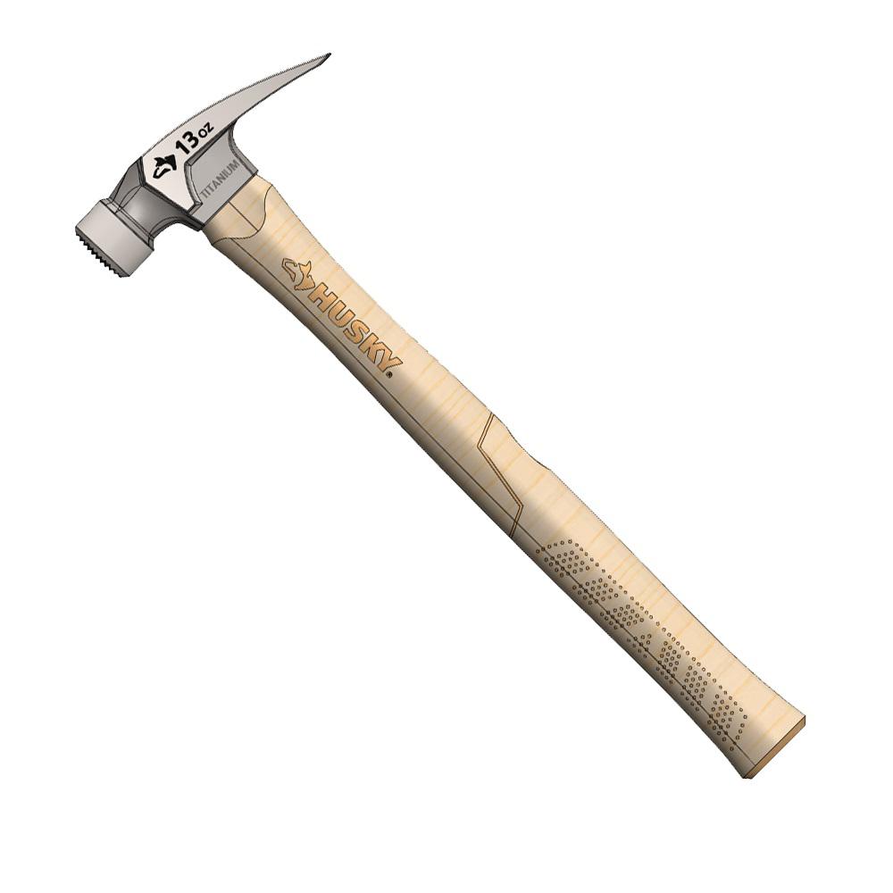 Husky 13 oz. Titanium Framing Hammer with 18 in. Hickory HandleN