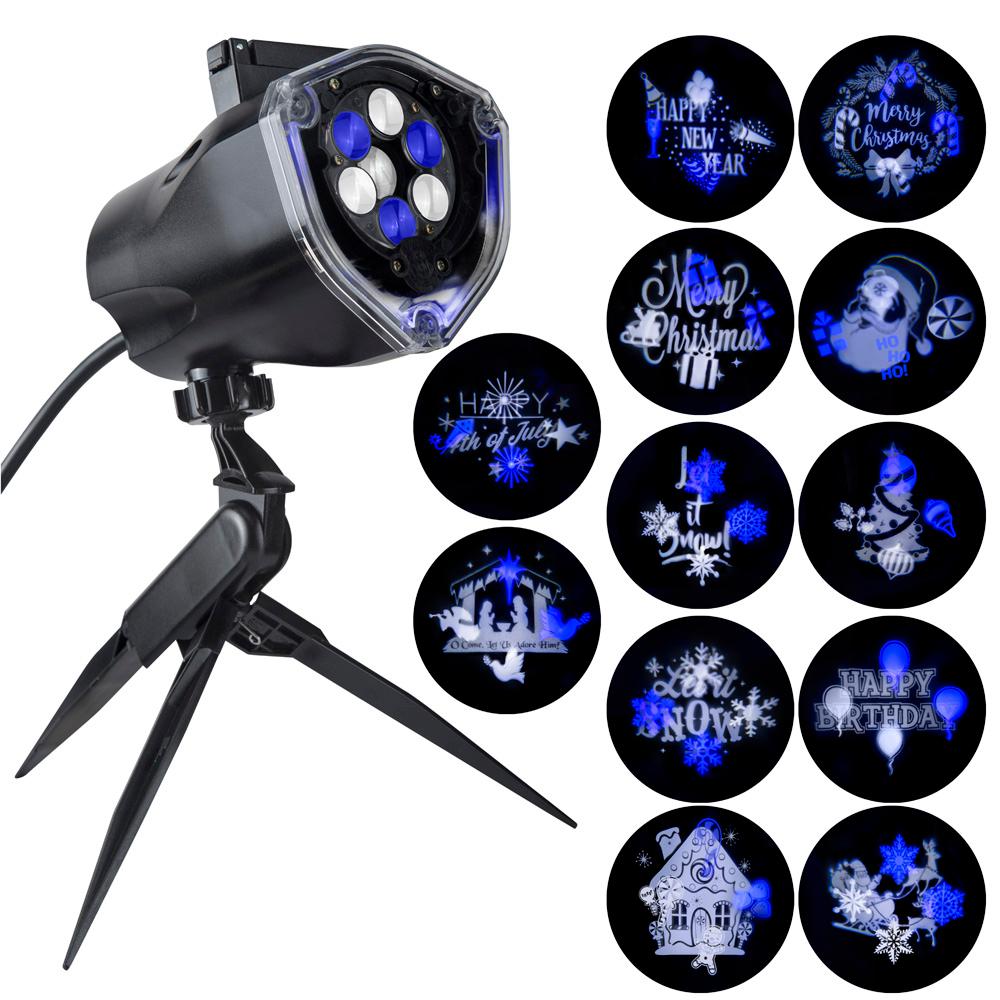 Lightshow Blue White Led Whirl A Motion And Static Projection Light With 12 Changeble Slides Stake