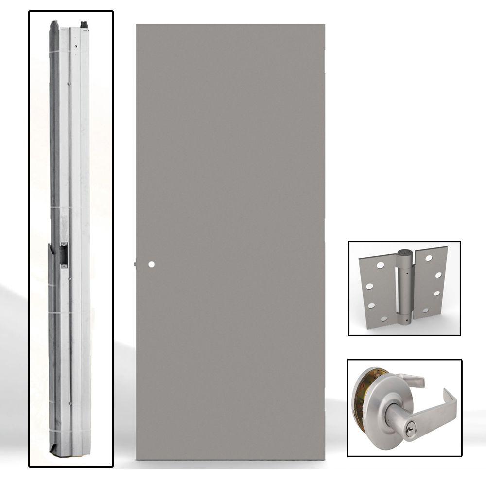 L.I.F Industries 36 in. x 80 in. Gray Flush Steel Commercial Door with