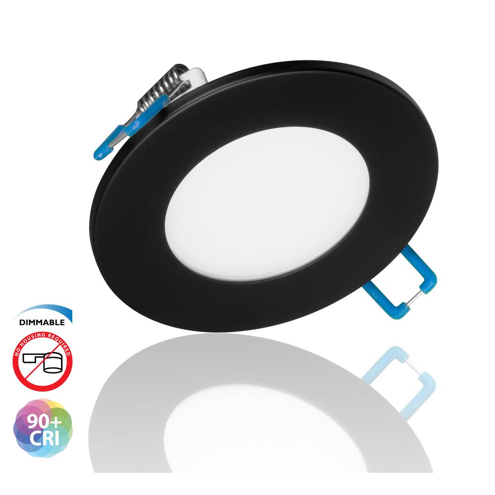 NICOR DLE Series 3 in. 4000K Black Integrated LED Recessed Canless