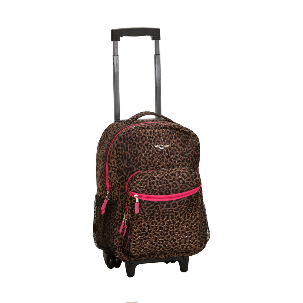 Rockland Rockland Roadster 17 in. Rolling Backpack, Pinkleopard