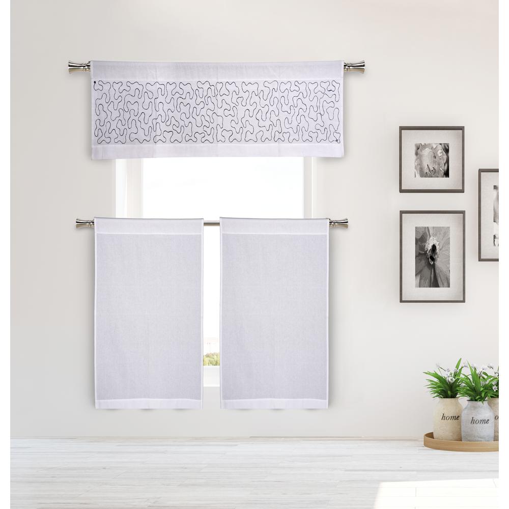 Duck River Eliza Kitchen Valance In White Grey 15 In W X 58 In L