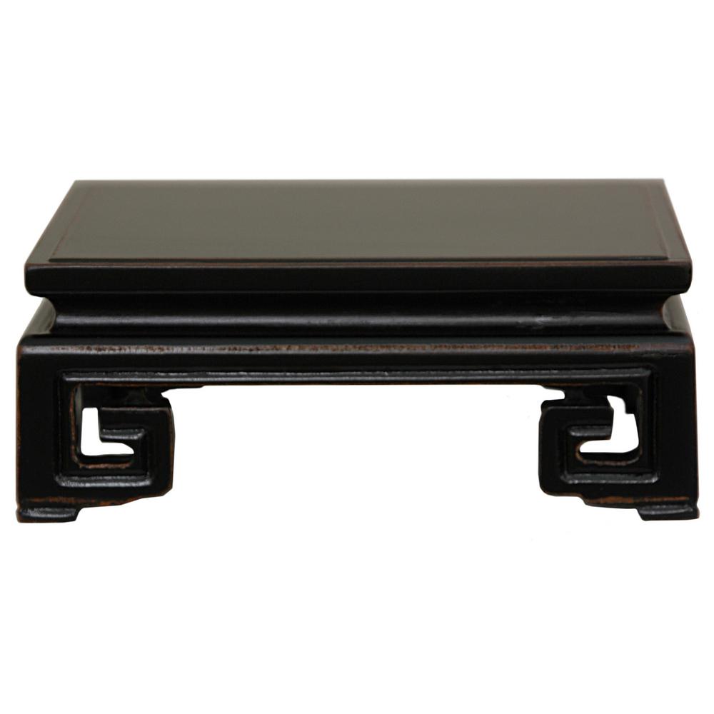 Oriental Furniture Black 3 In W Decorative Carved Square Stand St